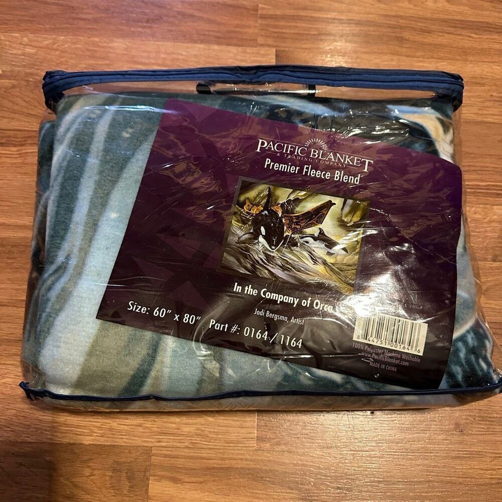 Pacific Blanket Premier Fleece Blend Blanket Orca 60”x80”